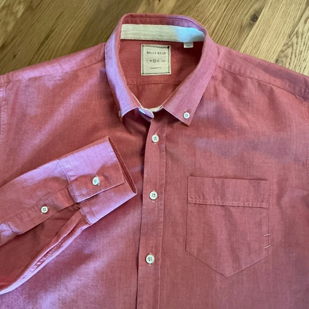 Billy Reid Shirt Mens Large‎ Pink Button Down Oxford Long Sleeve Standard Fit